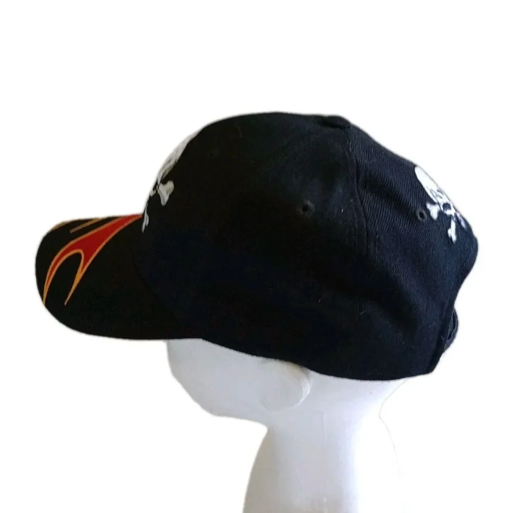 Skull On Fire Brim On Fire Choppers Embroidered Hat Flame Graphic Bikercore
